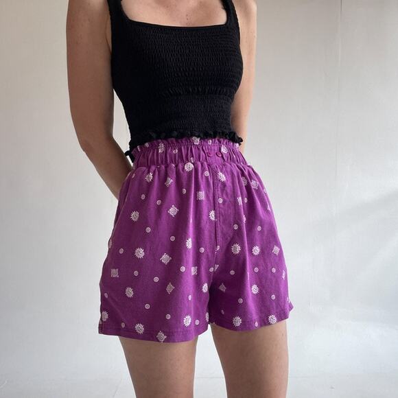 Vtg 90's Purple Celestial Sun High Rise Easy Shorts Size M Fairy Grunge - Picture 1 of 9